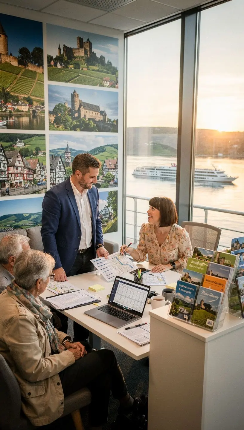 Detailaufnahme eines Reisepakets mit Fahrkarten, Stadtplänen und Unterkunftsinformationen